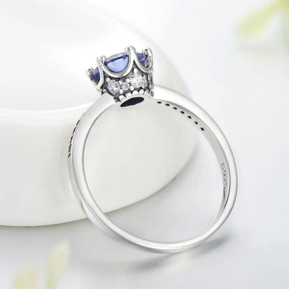 Fashion S925 Silver Tanzanite Blue Zircon Crown Gemstone Ring