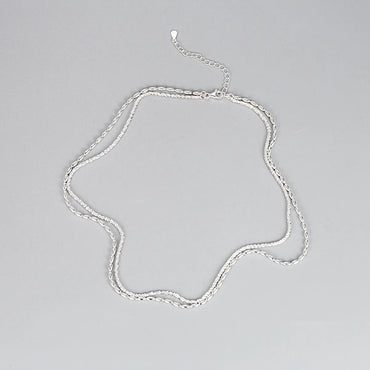 Fashion S925 Sterling Silver Double Layer Starry Rice Necklace Wholesale