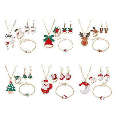 Fashion Santa Claus Alloy Enamel Women's Bracelets Earrings Necklace 1 Set