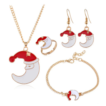 Fashion Santa Claus Alloy Enamel Women's Bracelets Earrings Necklace 1 Set