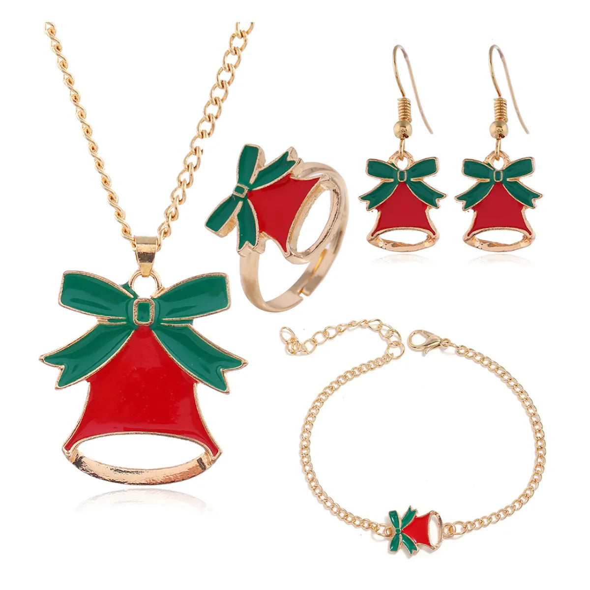 Fashion Santa Claus Alloy Enamel Women's Bracelets Earrings Necklace 1 Set