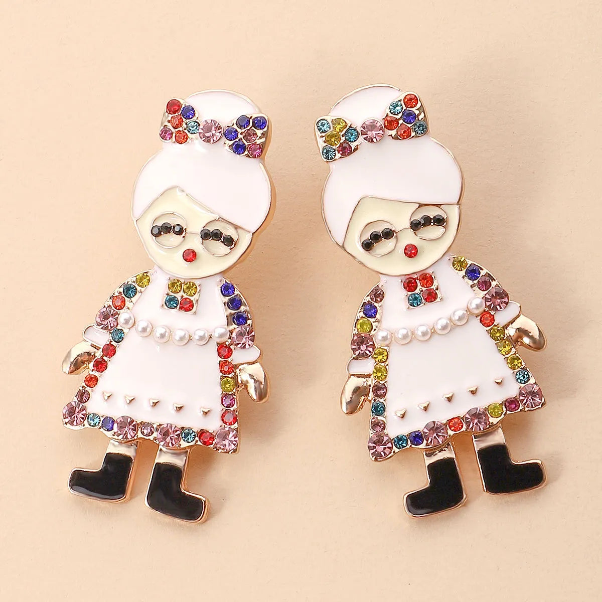 1 Pair Fashion Santa Claus Inlay Alloy Rhinestones Ear Studs