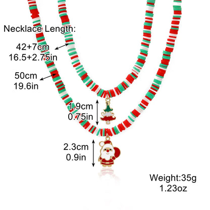 Fashion Santa Claus Beaded Alloy Plating Women'S Bracelets Necklace 1 Piece