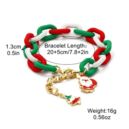 Fashion Santa Claus Beaded Alloy Plating Women'S Bracelets Necklace 1 Piece