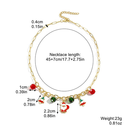 Fashion Santa Claus Beaded Alloy Plating Women'S Bracelets Necklace 1 Piece