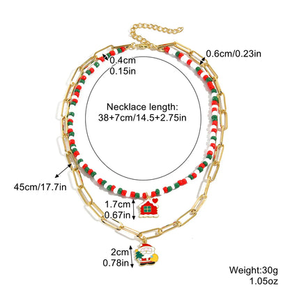 Fashion Santa Claus Beaded Alloy Plating Women'S Bracelets Necklace 1 Piece