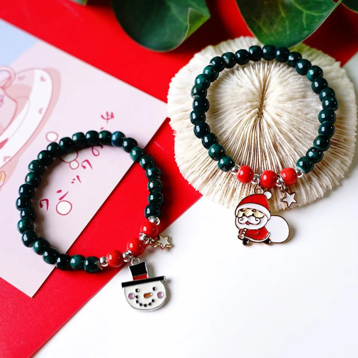 Fashion Santa Claus Bell Alloy Beaded Women's Bracelets 1 Piece