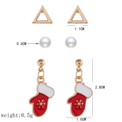 Fashion Santa Claus Bow Knot Alloy Artificial Pearls Women'S Drop Earrings 1 Pair