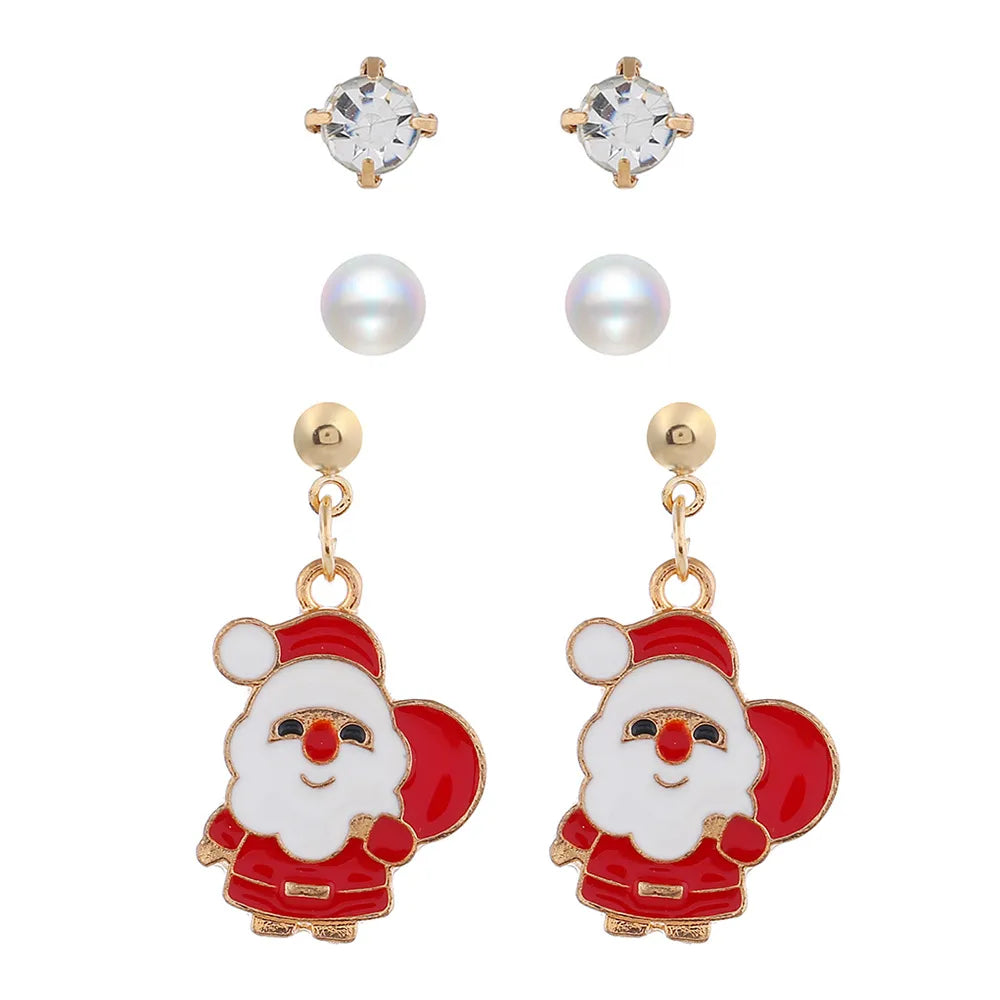 Fashion Santa Claus Bow Knot Alloy Artificial Pearls Women'S Drop Earrings 1 Pair