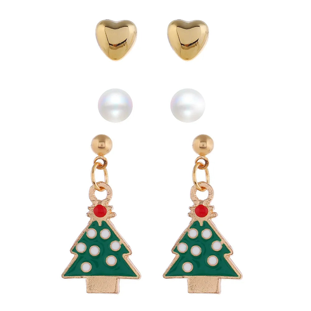 Fashion Santa Claus Bow Knot Alloy Artificial Pearls Women'S Drop Earrings 1 Pair