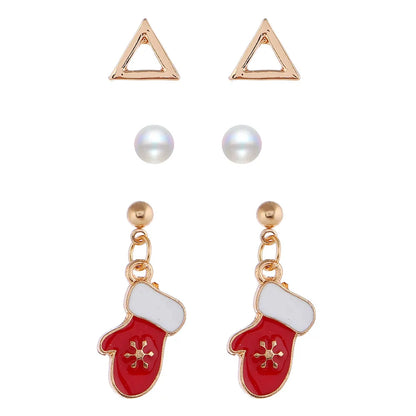 Fashion Santa Claus Bow Knot Alloy Artificial Pearls Women'S Drop Earrings 1 Pair