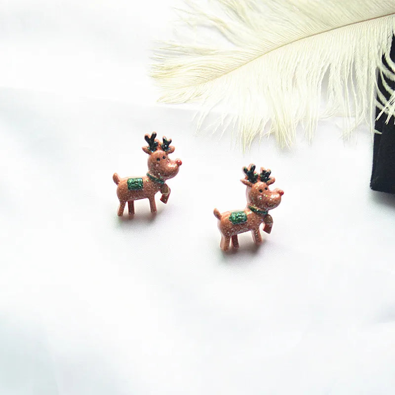 Fashion Santa Claus Elk Resin Women'S Ear Studs 1 Pair