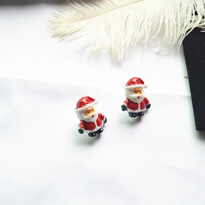 Fashion Santa Claus Elk Resin Women'S Ear Studs 1 Pair