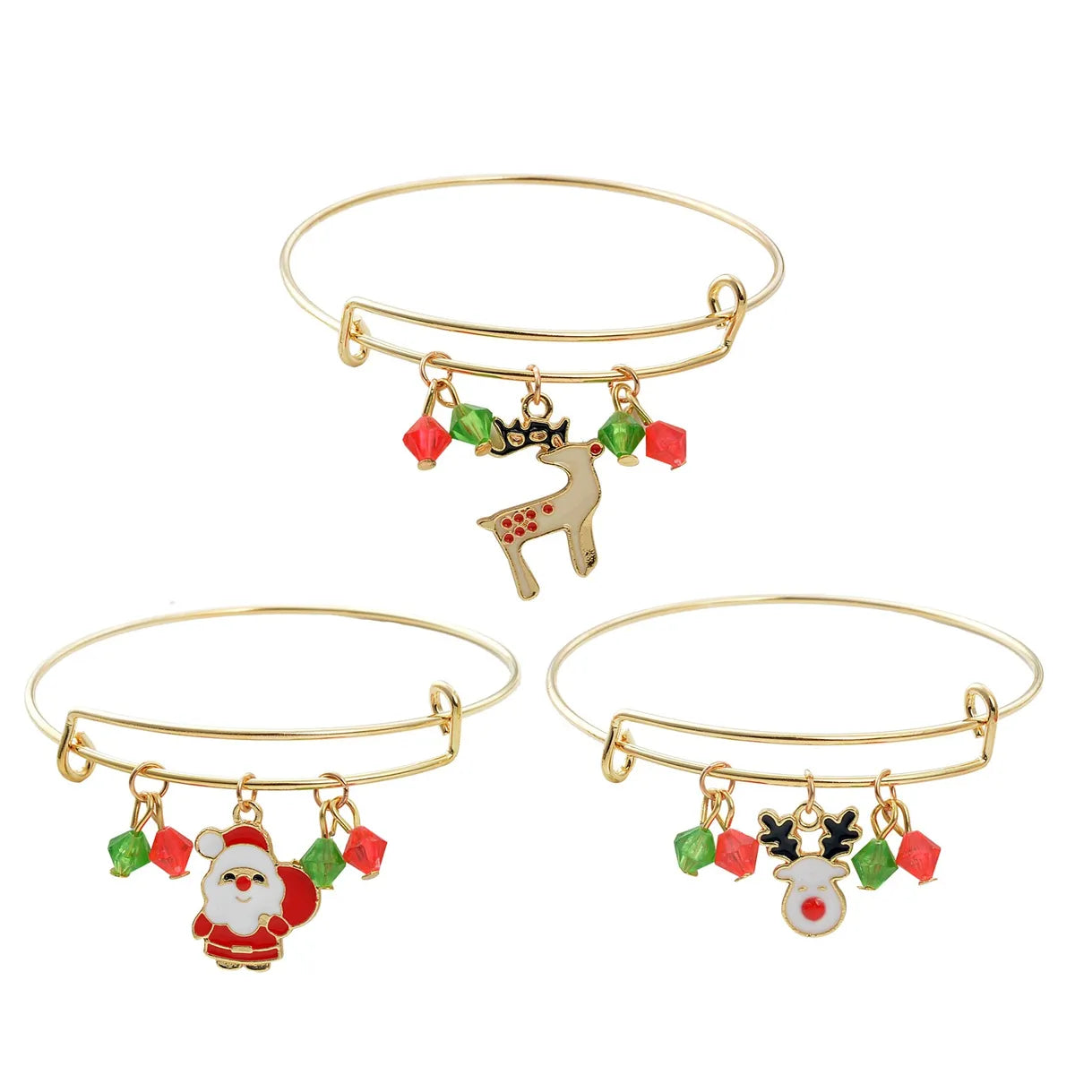 Fashion Santa Claus Snowman Deer Metal Plating Unisex Bangle 1 Piece