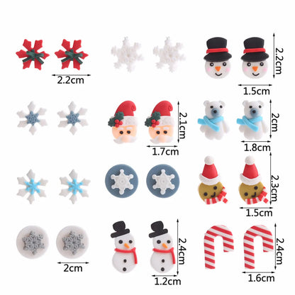 Fashion Santa Claus Snowman Snowflake Soft Clay Women's Ear Studs 1 Pair