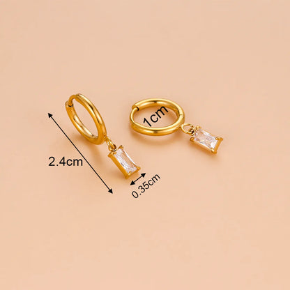 Fashion Sector Heart Shape Stainless Steel Titanium Steel Gold Plated Tassel Gold Plated Inlay Zircon Drop Earrings 1 Pair