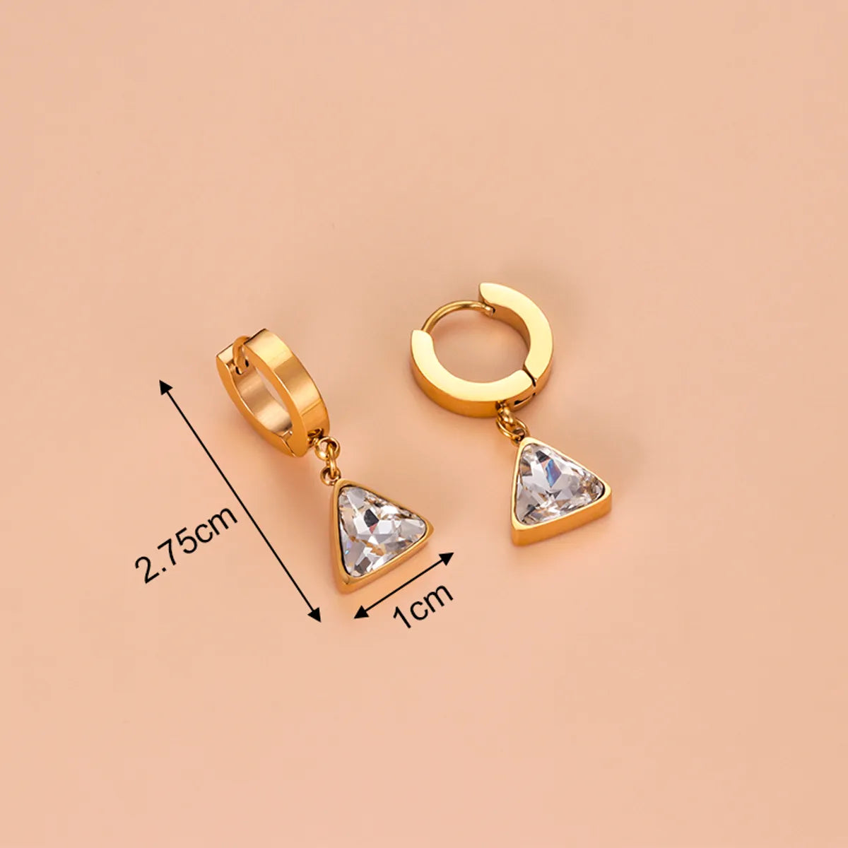 Fashion Sector Heart Shape Stainless Steel Titanium Steel Gold Plated Tassel Gold Plated Inlay Zircon Drop Earrings 1 Pair