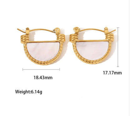 Fashion Semicircle 304 Stainless Steel Titanium Steel Shell 18K Gold Plated Earrings