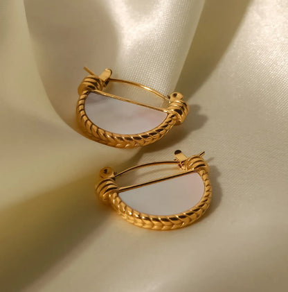 Fashion Semicircle 304 Stainless Steel Titanium Steel Shell 18K Gold Plated Earrings