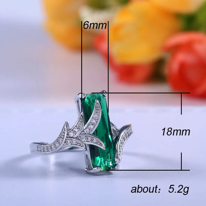 Fashion Seven-color Topaz Square Zircon Copper Ring Wholesale