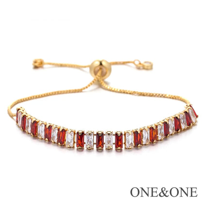 Fashion Seven-color Zircon Adjustable Copper Bracelet