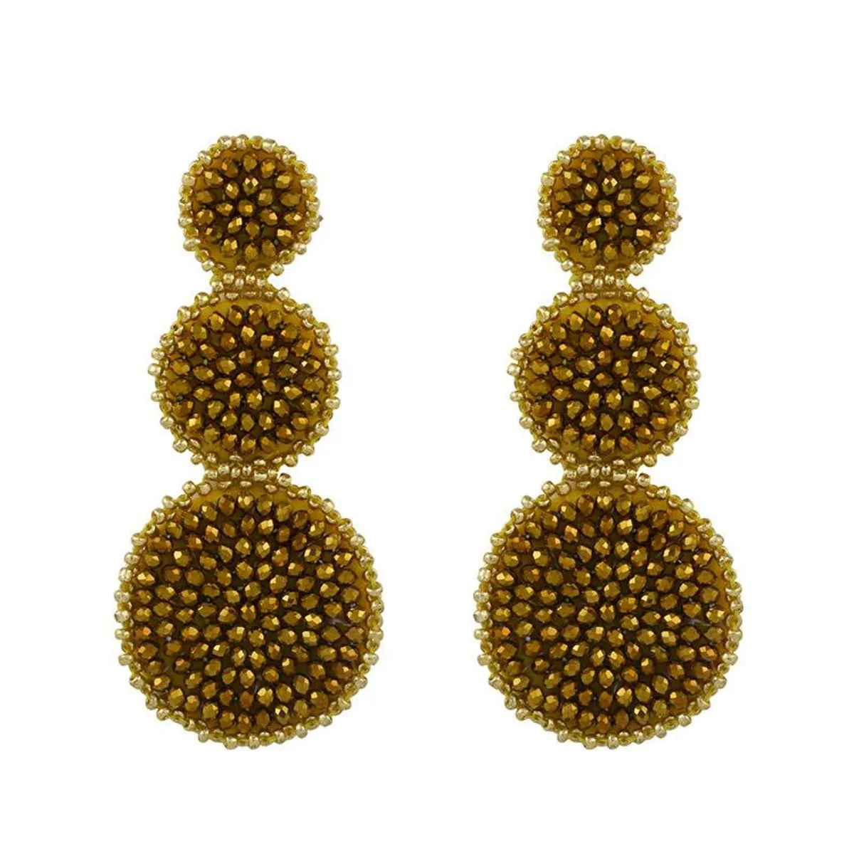 Fashion-shaped Round Mosaic Rice Beads Imitated Crystal Earrings Nhas132599