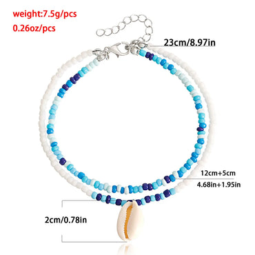 Fashion Shell Alloy Beaded Anklet