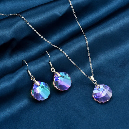 Fashion Shell Alloy Glass Women'S Earrings Necklace 1 Set