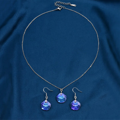 Fashion Shell Alloy Glass Women'S Earrings Necklace 1 Set