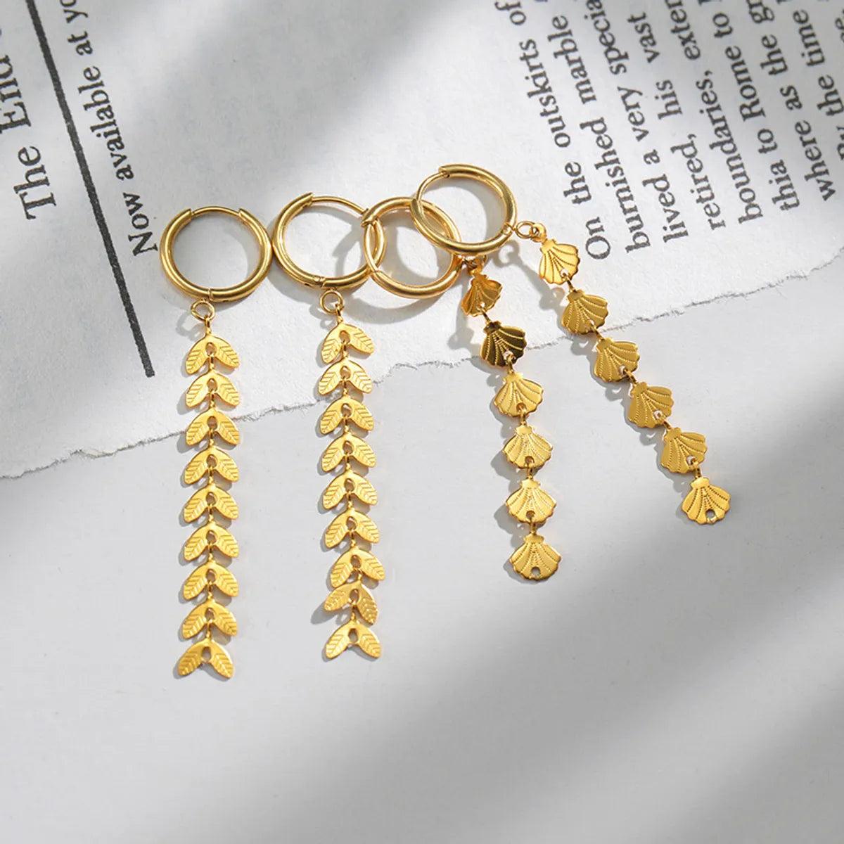 Fashion Shell Grain Stainless Steel Plating Earrings 1 Pair