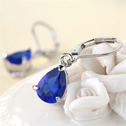 1 Set Elegant Water Droplets Plating Alloy Crystal Earrings