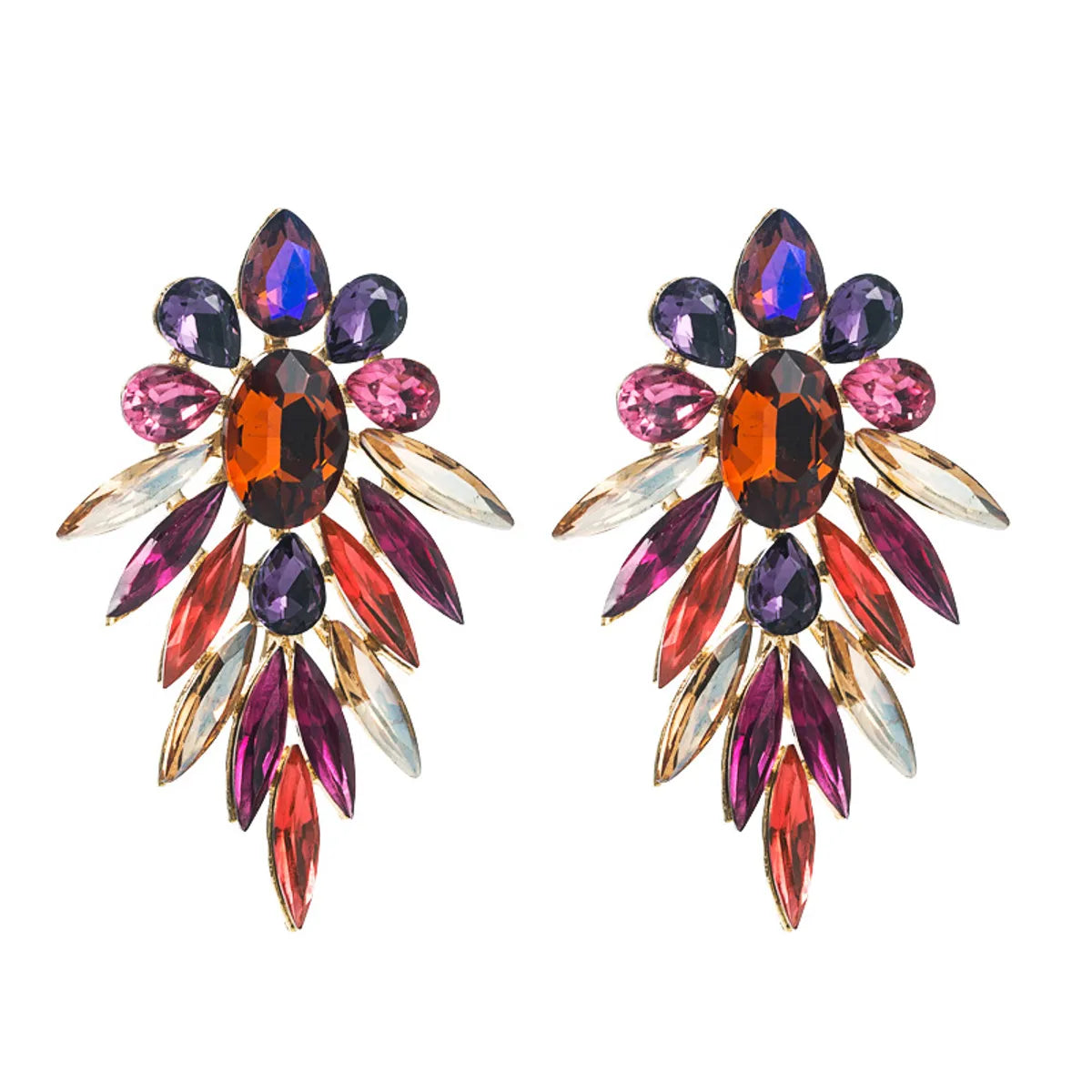 Fashion Shiny Alloy Colored Diamond Earrings Female Wholesale