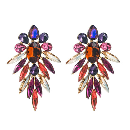 Fashion Shiny Alloy Colored Diamond Earrings Female Wholesale