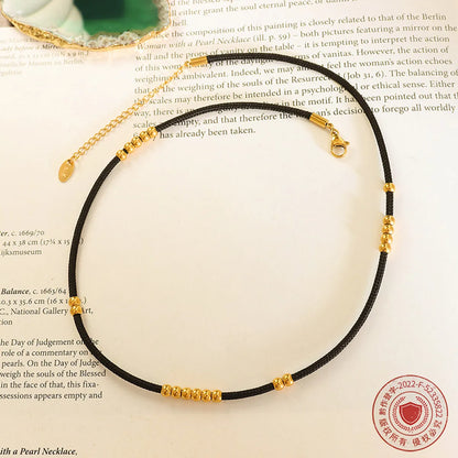 Fashion Simple 18k Gold Beaded Titanium Steel Necklace