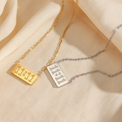 Fashion Simple 18k Gold-plated Letters Box Numbers Stainless Steel Necklace