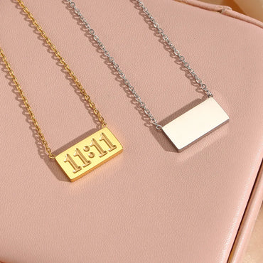 Fashion Simple 18k Gold-plated Letters Box Numbers Stainless Steel Necklace