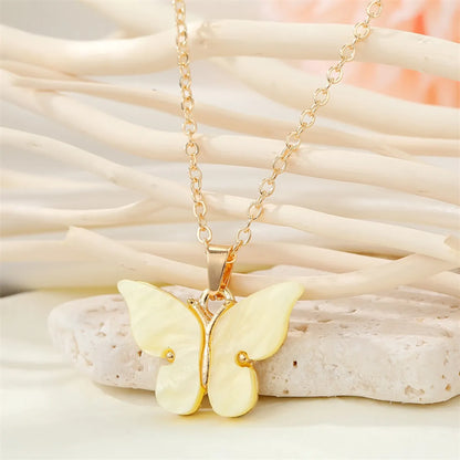 Fashion Simple Acrylic Butterfly Alloy Necklace