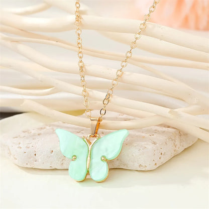 Fashion Simple Acrylic Butterfly Alloy Necklace