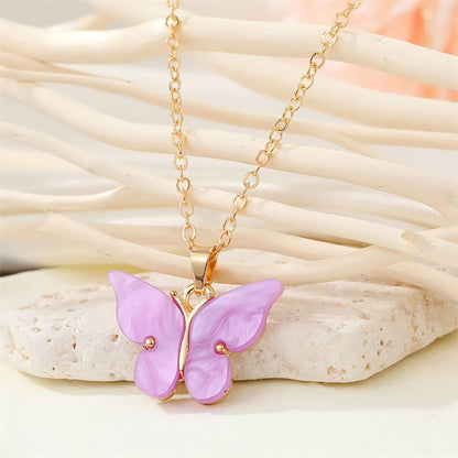 Fashion Simple Acrylic Butterfly Alloy Necklace