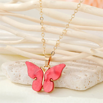 Fashion Simple Acrylic Butterfly Alloy Necklace