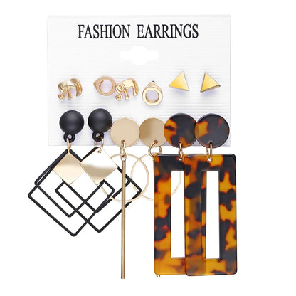 Fashion Simple Acrylic Earrings Elephant Diamond Alloy Drop Earrings