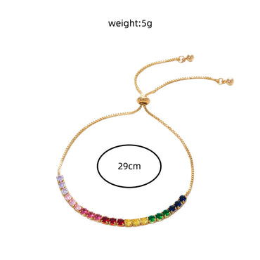 Fashion Simple Adjustable Geometric Colorful Inlaid Zircon Copper Bracelet