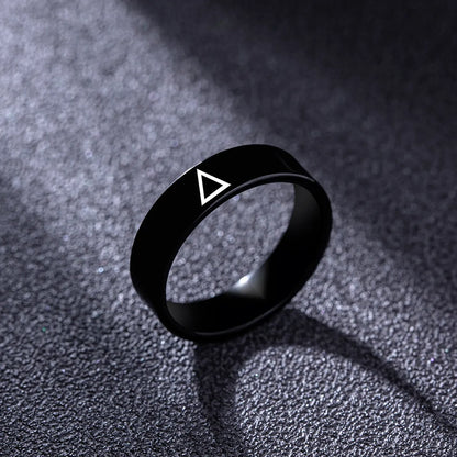 Fashion Simple Black Stainless Steel Men'S Triangle Icon Ring