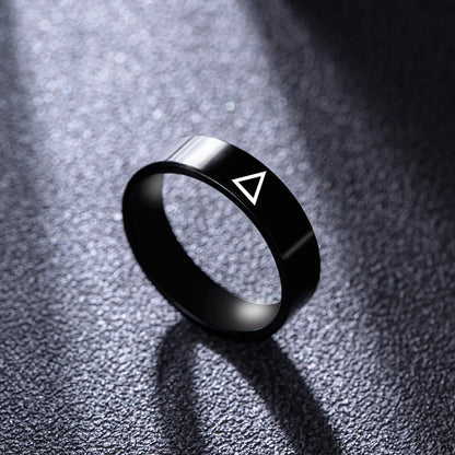 Fashion Simple Black Stainless Steel Men'S Triangle Icon Ring