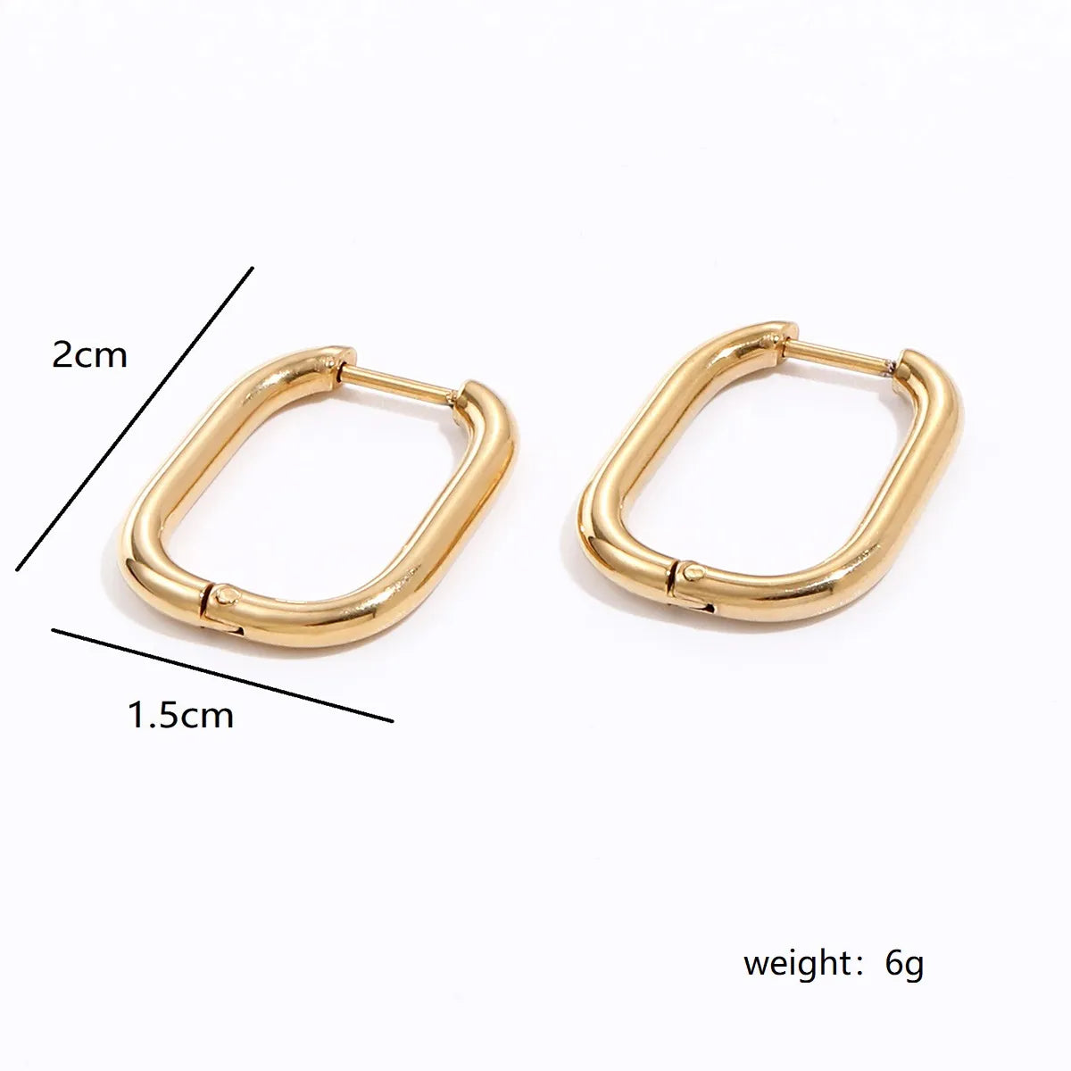 Fashion Simple Creative Ornament Electroplated 18k Gold Oval Stainless Steel Earrings