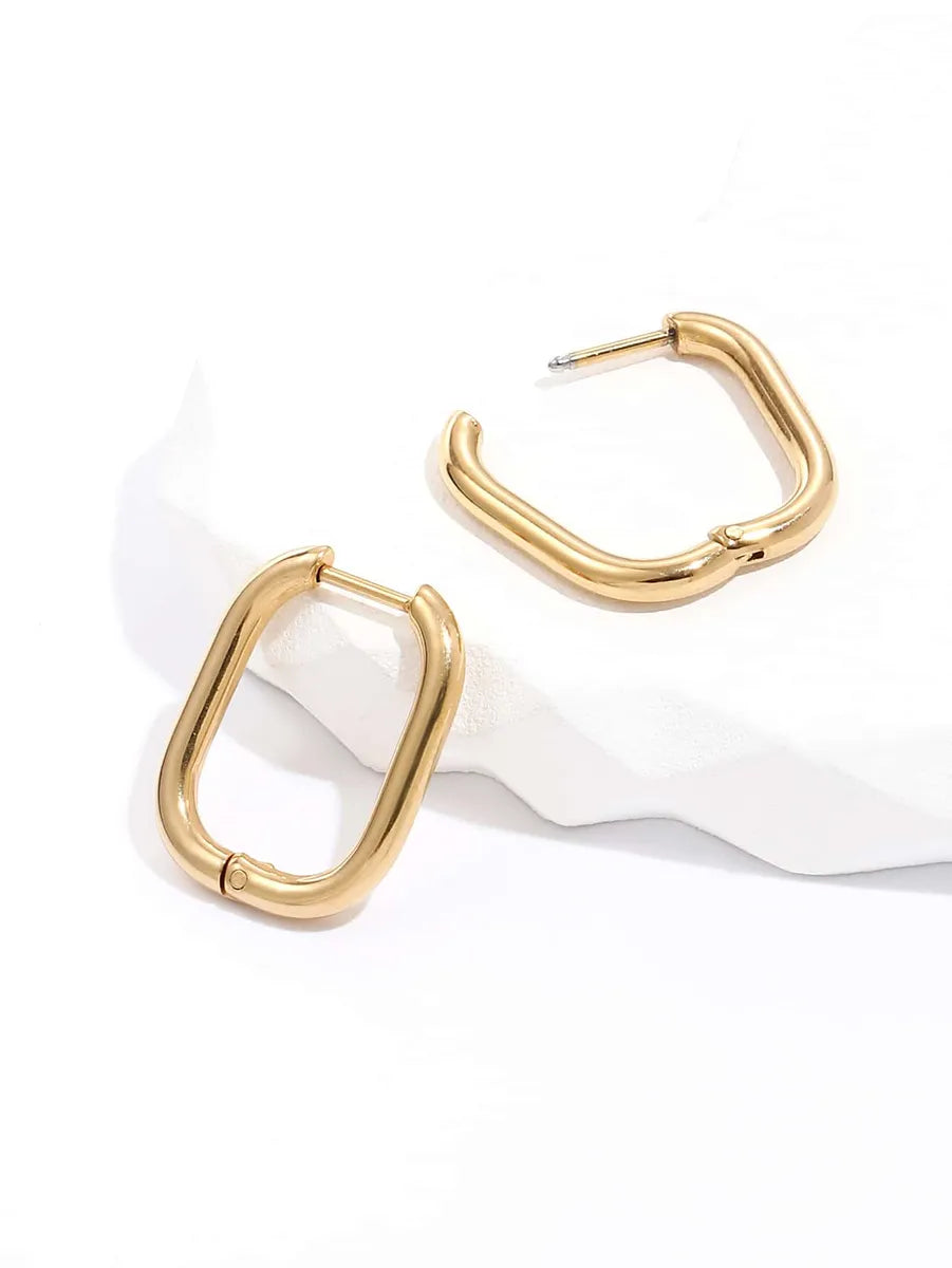 Fashion Simple Creative Ornament Electroplated 18k Gold Oval Stainless Steel Earrings