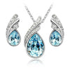 Fashion Simple Crystal Alloy Necklace Stud Earrings Set