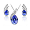 Fashion Simple Crystal Alloy Necklace Stud Earrings Set