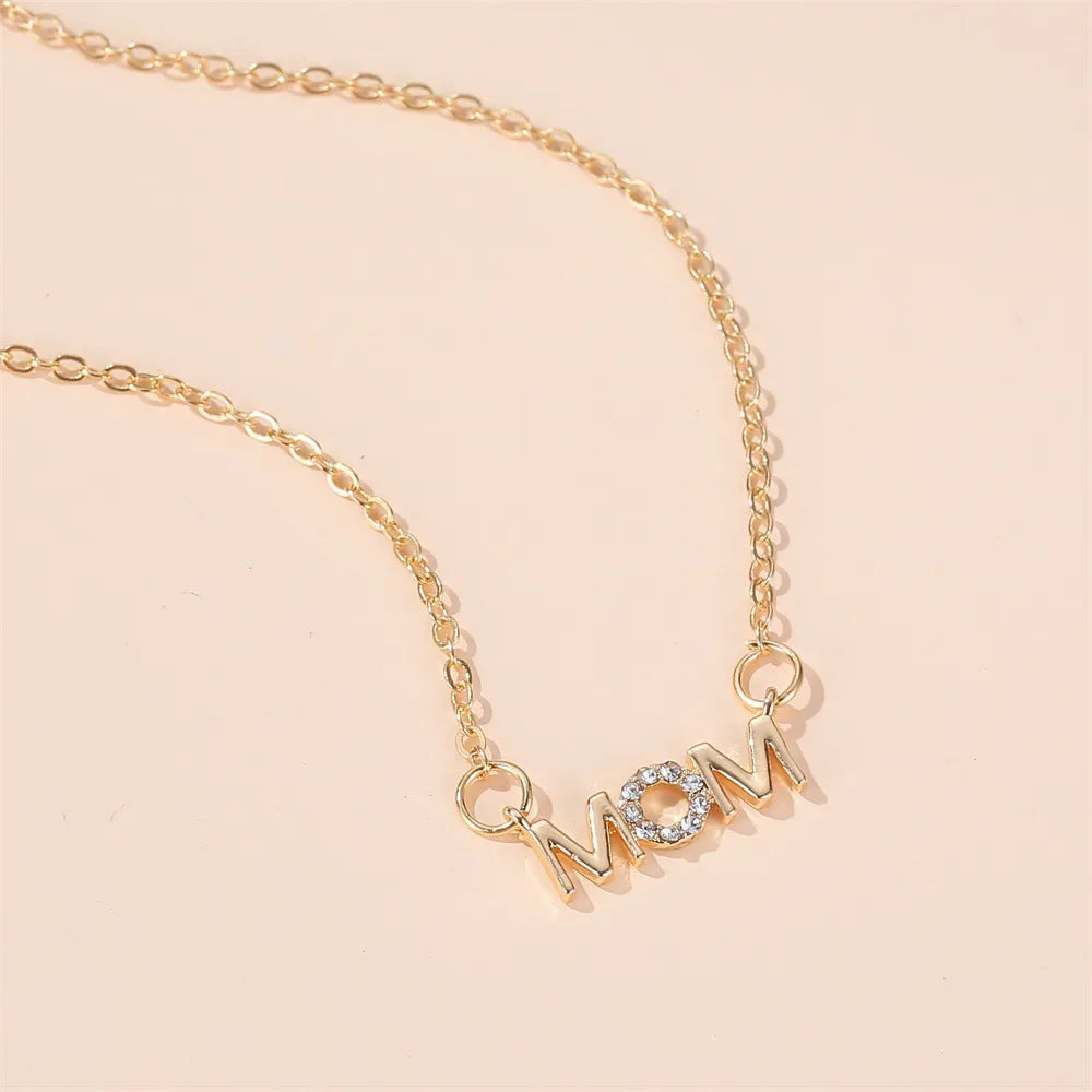 Fashion Simple English Letter Necklace Mother Pendant Clavicle Chain Mom Mother'S Day Necklace