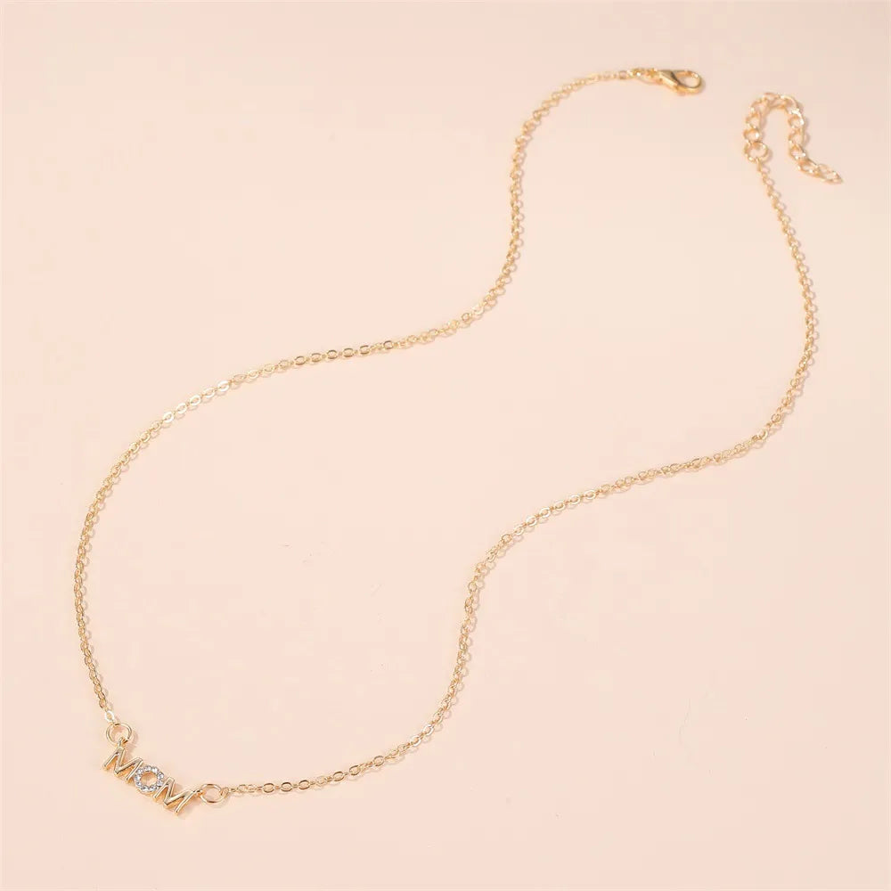 Fashion Simple English Letter Necklace Mother Pendant Clavicle Chain Mom Mother'S Day Necklace